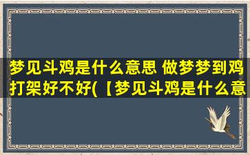 梦见斗鸡是什么意思 做梦梦到鸡打架好不好(【梦见斗鸡是什么意思？做梦鸡打架预示什么？】)